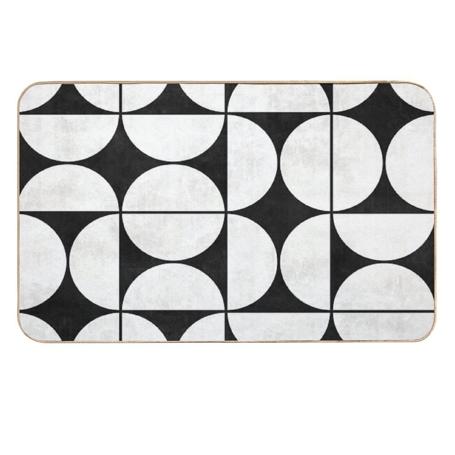 Mid-Century Modern Pattern No.2 - Black And White Concrete Non-Slip Bath Mat