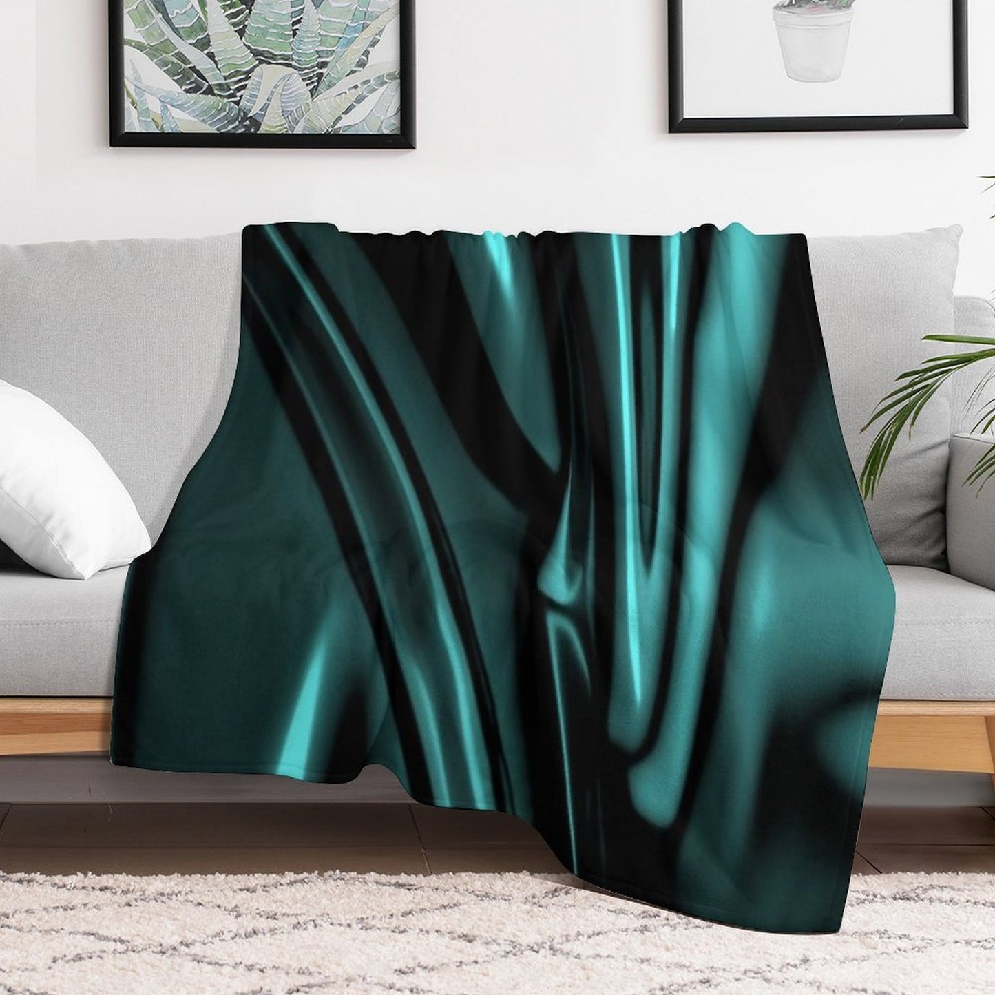 Most Sold Silk Wave Design Wrinkle-free Throw Blanket