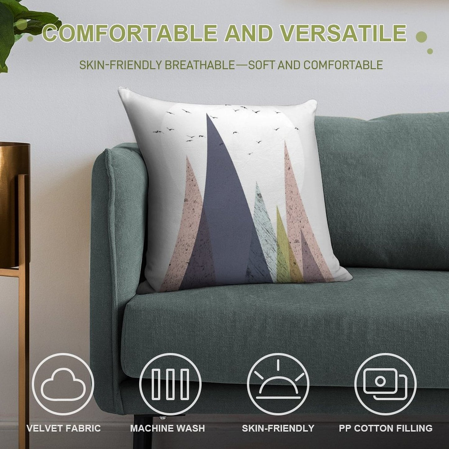 Mid-Century Scandinavian Mountains Soft Ultra-Soft Texture Throw Pillow