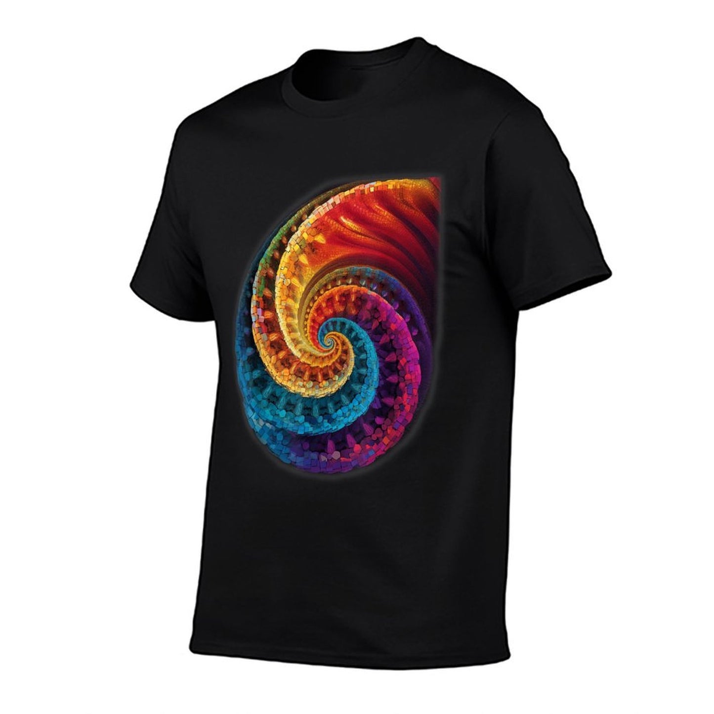 Colorful Fibonacci Spiral Psychedelic Colors Abstract Math Graphic-printed T-Shirt