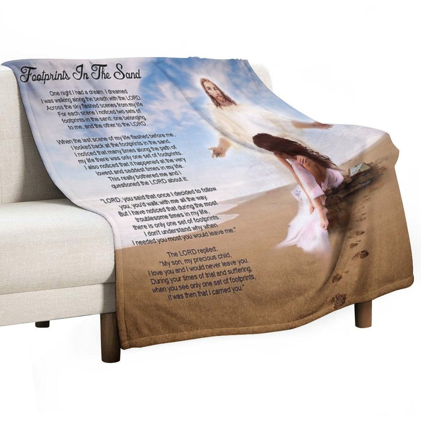 Footprints in The Sand Compact Throw Blanket