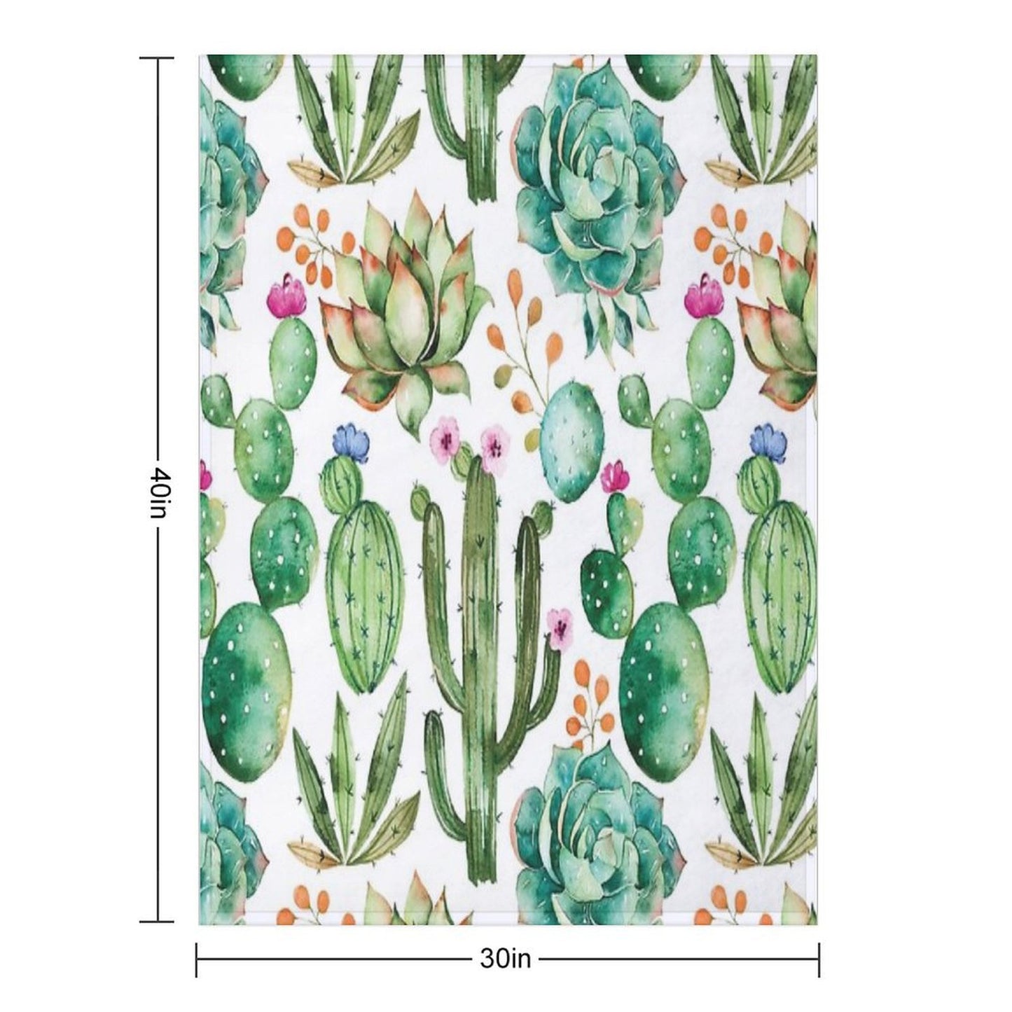Watercolor Cactus Pattern Eco-conscious Throw Blanket
