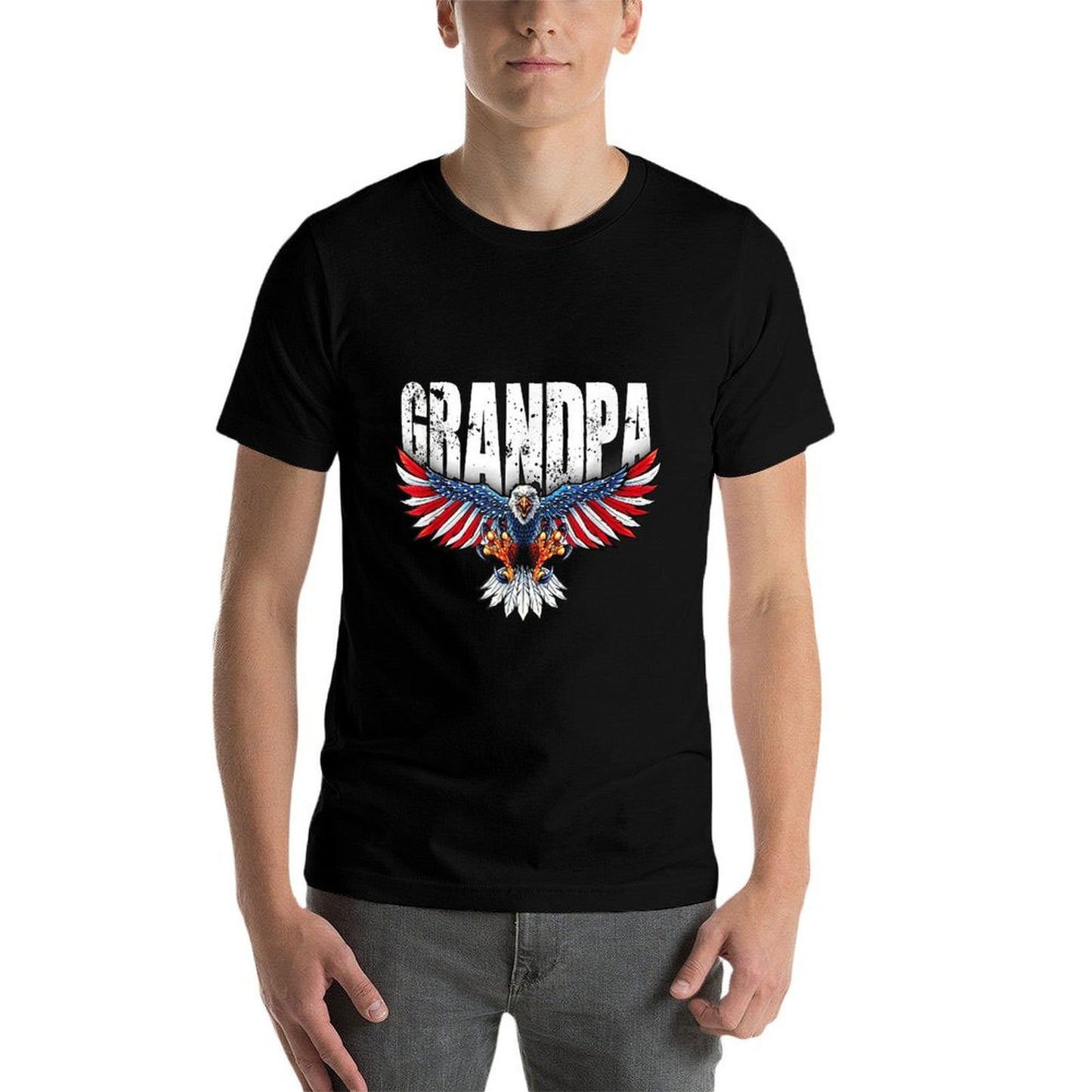 Grandpa Vintage USA Bald Eagle Patriotic 4th of July Stretchy T-Shirt