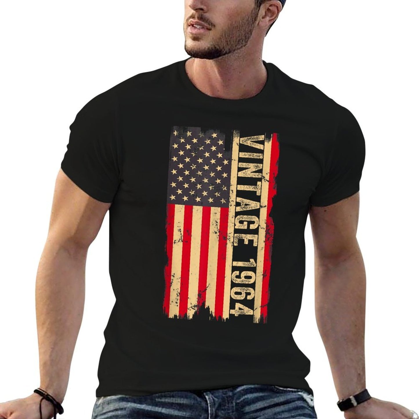 Vintage 1964 60th Birthday Gifts 60 Years Old American Summer-ready Fabric T-Shirt