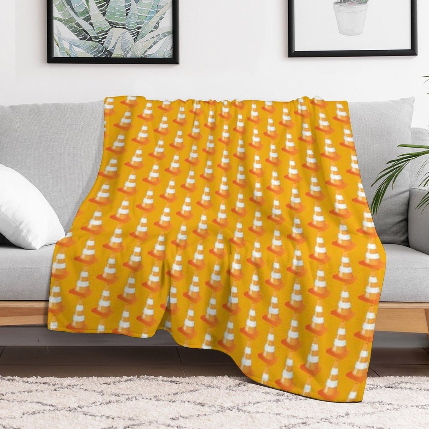 Traffic Cone Funny Road Marker Roadworks Design Travel-friendly Throw Blanket