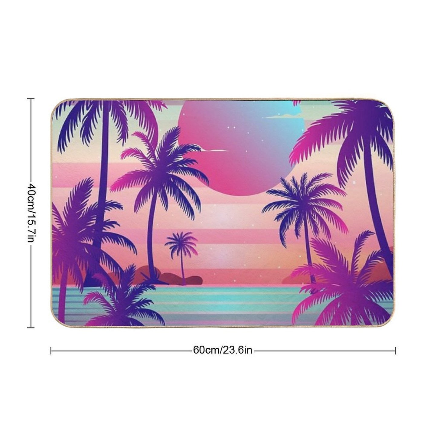 Sunset Palm Trees Vaporwave Aesthetic Slip-Resistant Bath Mat