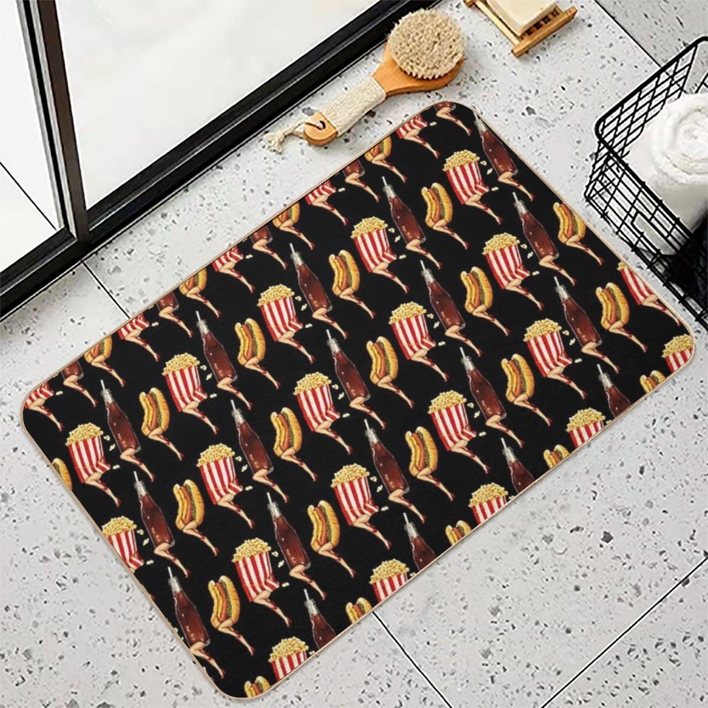 Movie Girls Pattern - Black Rapid-Drying Bath Mat