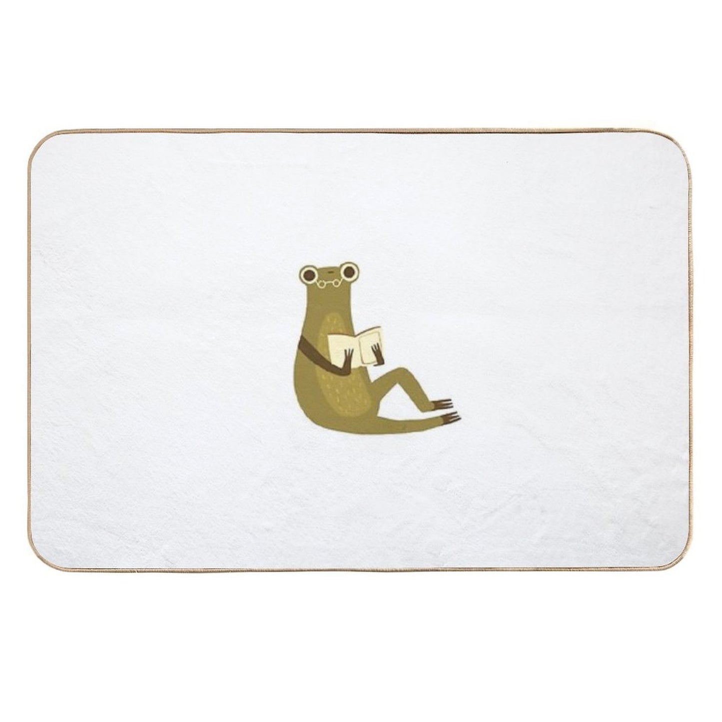 Cute Frog with Glasses Reading A Book Absorbent Bath Mat