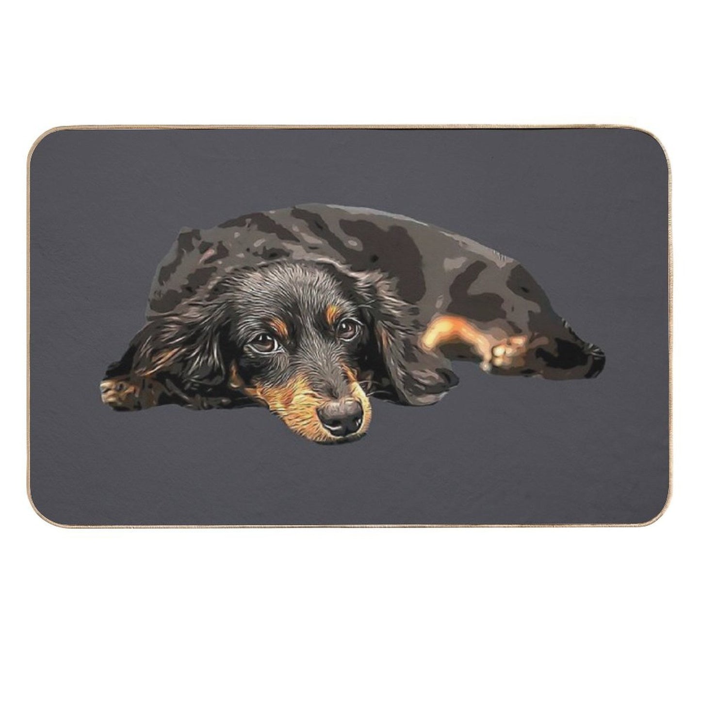 Mini Dachshund Long Haired Black And Tan Miniature Anti-Trip Bath Mat