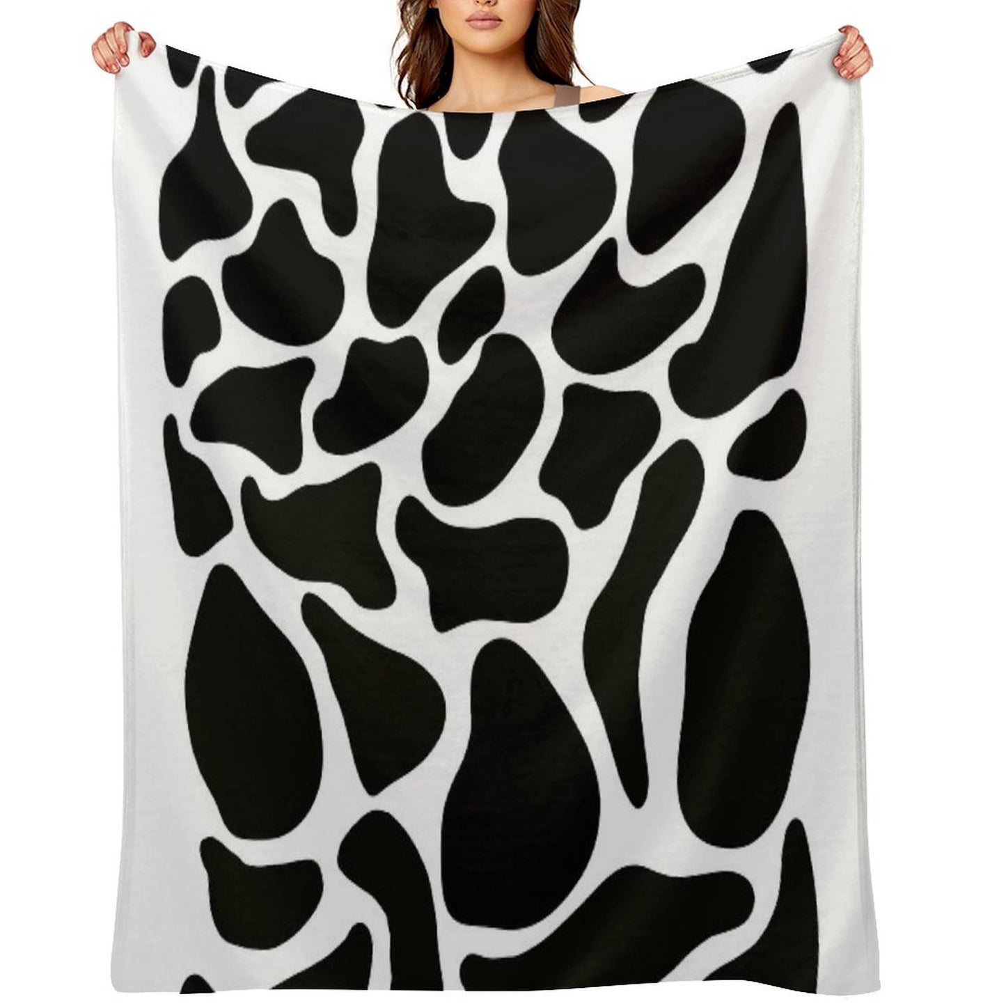 Black And White Caw Pattern. Machine-washable Throw Blanket