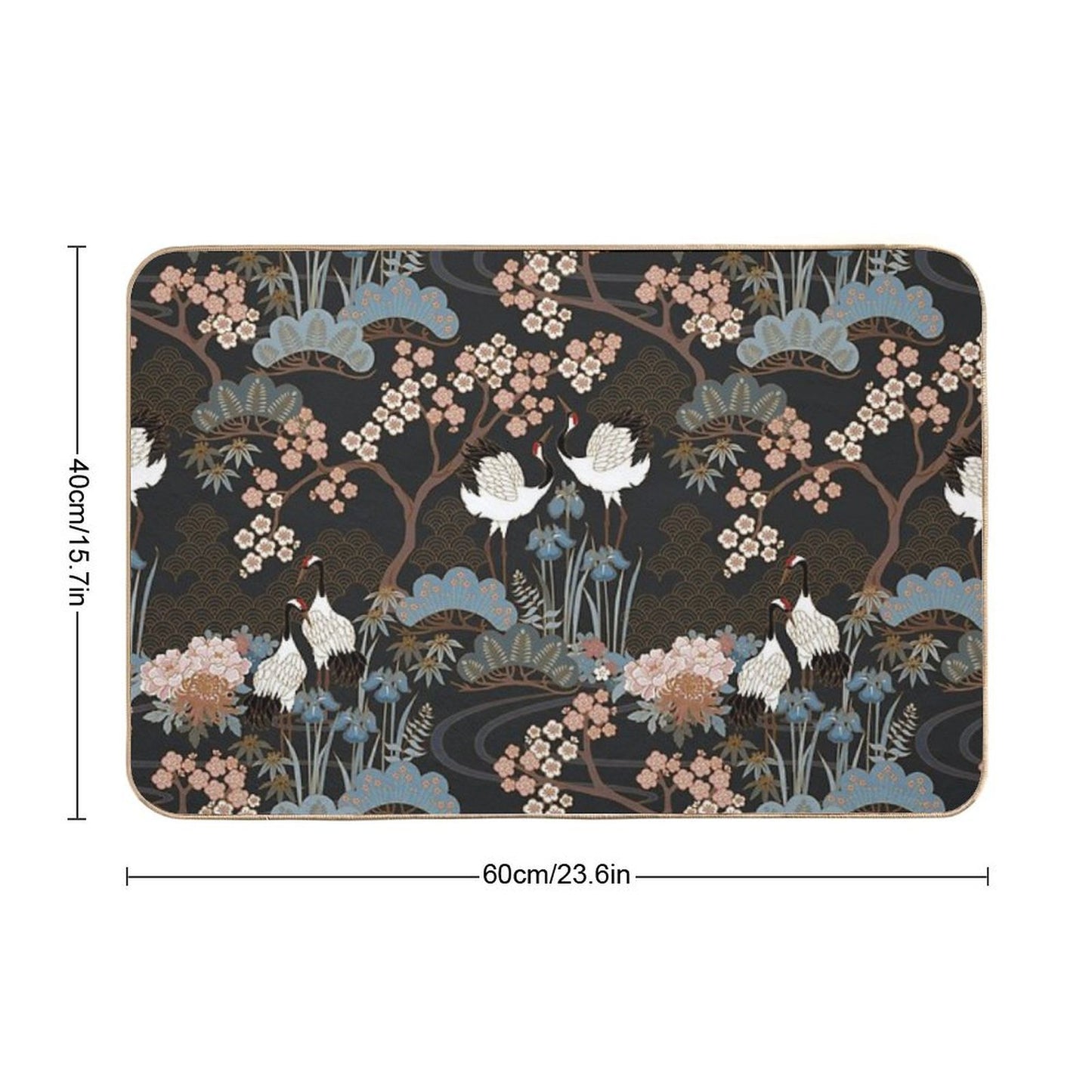 Japanese Garden Dark Non-Slip Bath Mat