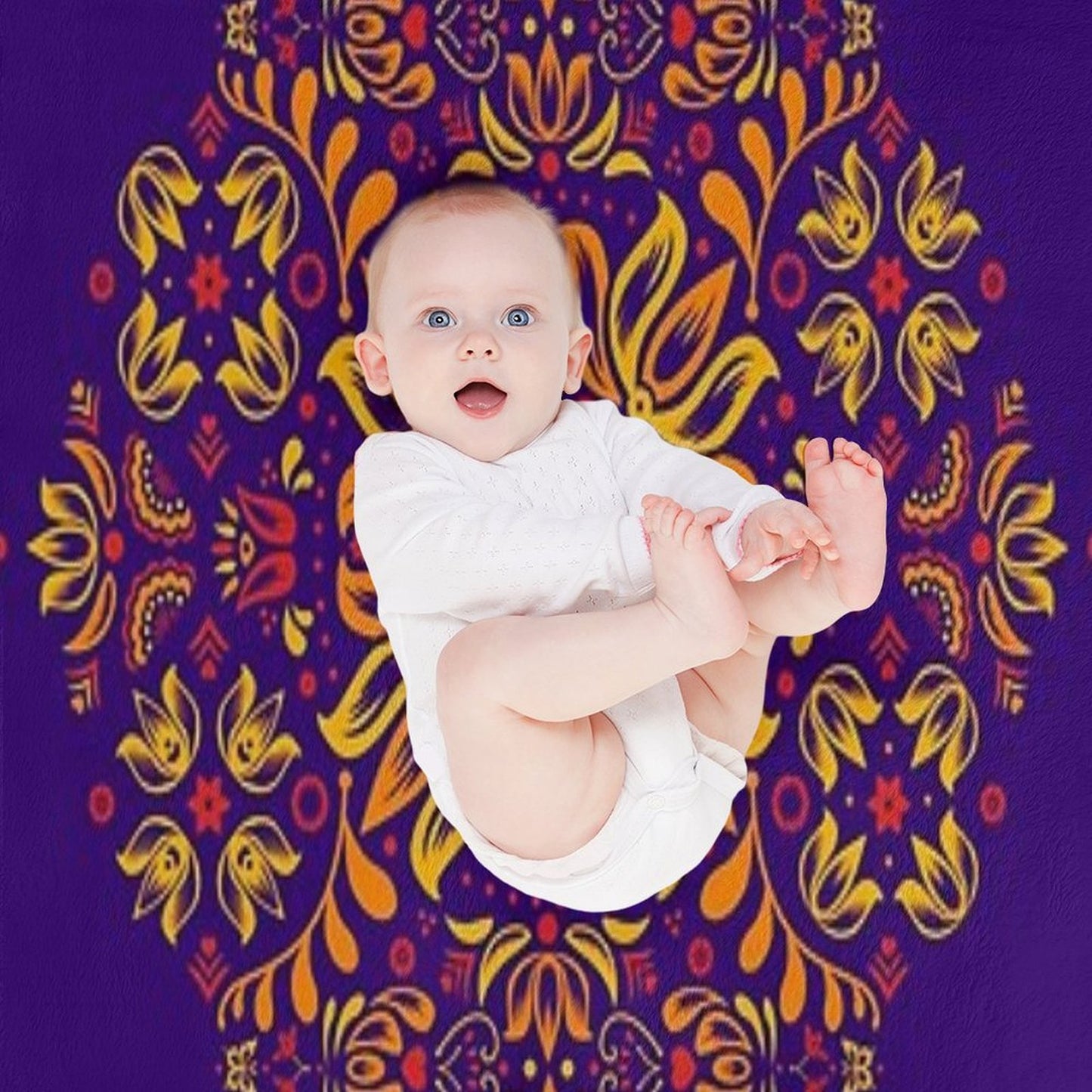 Fiery Floral Folk Pattern All-season Throw Blanket