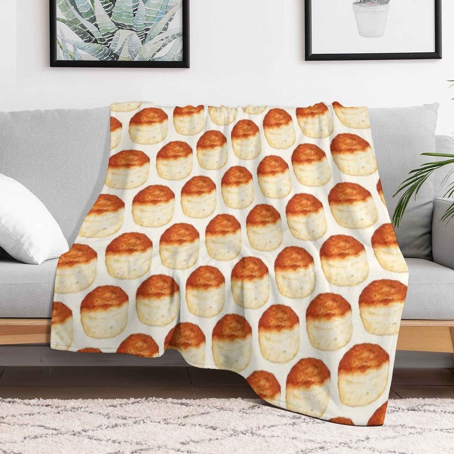 Biscuit Pattern - White Lightweight Throw Blanket