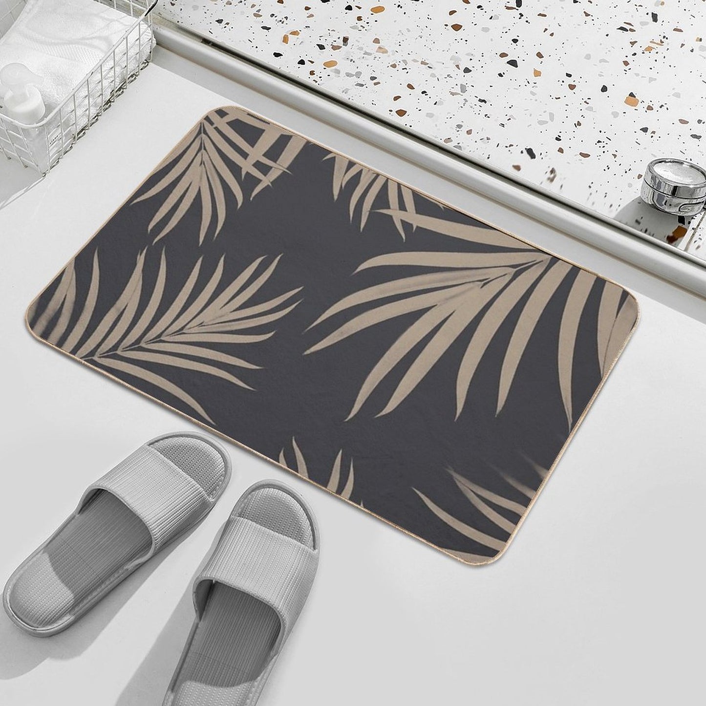 Palm Leaves Pattern Sepia Vibes #2 #tropical #decor #art Anti-Trip Bath Mat
