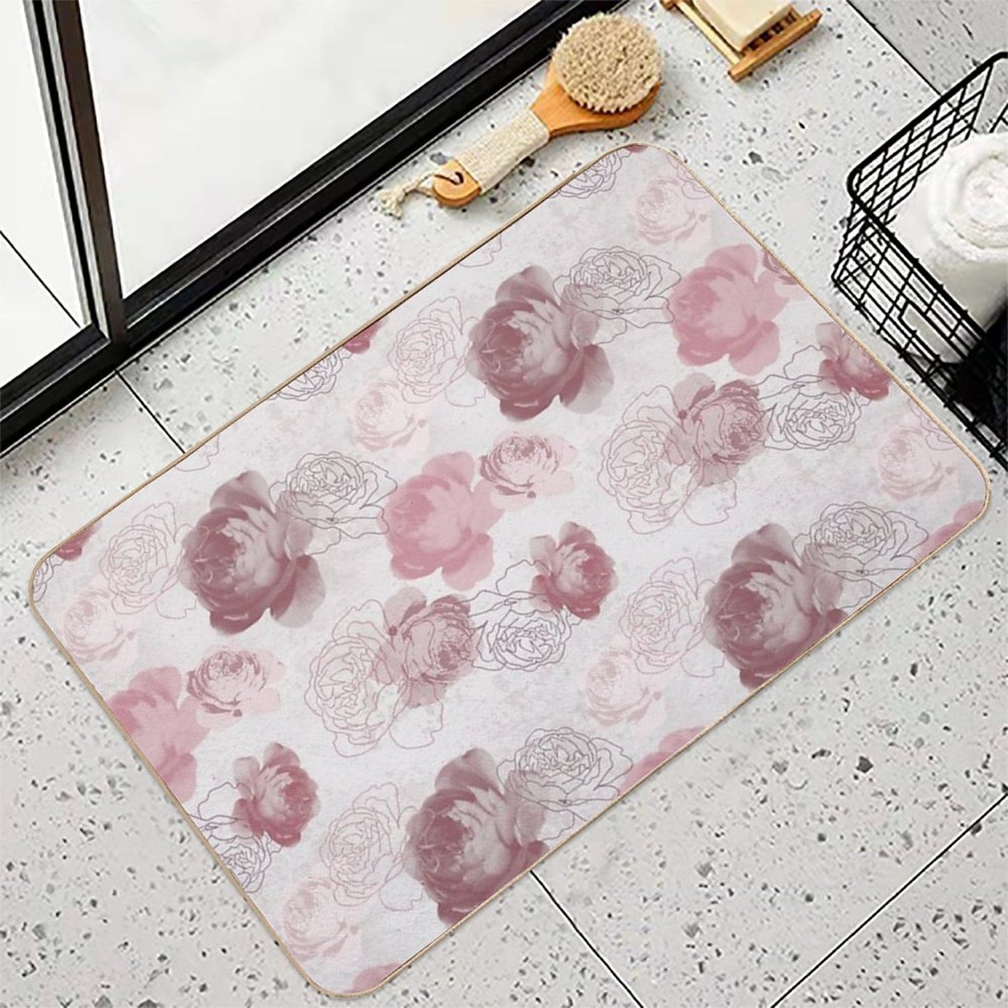 Vintage Rose in Pink Pattern Versatile Bath Mat