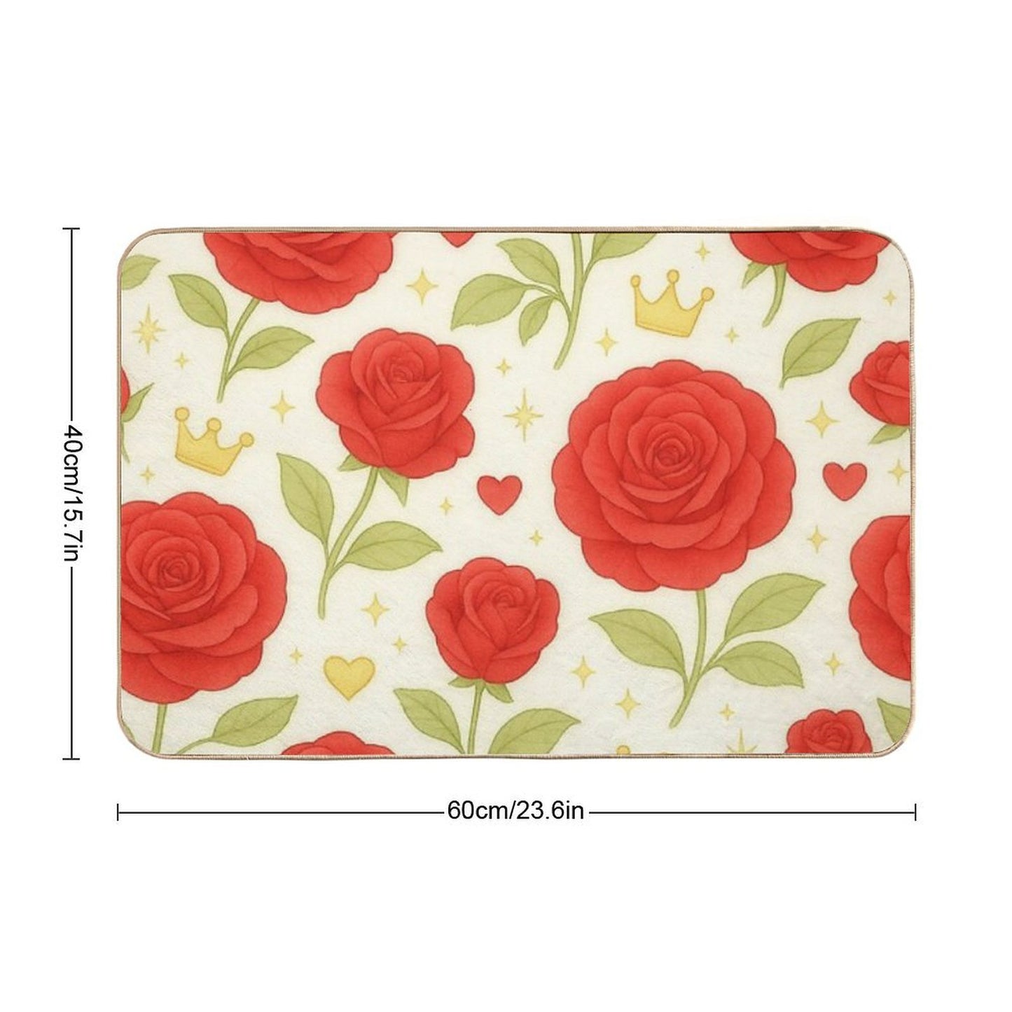 Royal Bloom – Elegant Rose Pattern (Red) Himekari Collection Slip-Resistant Bath Mat