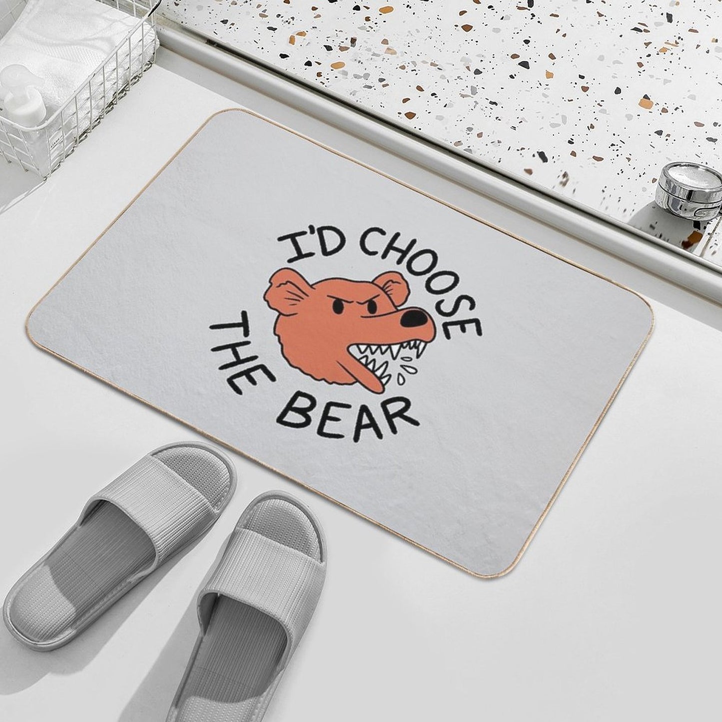 Bear Or Man in The Woods I'd Choose The Bear Pet-Safe Bath Mat