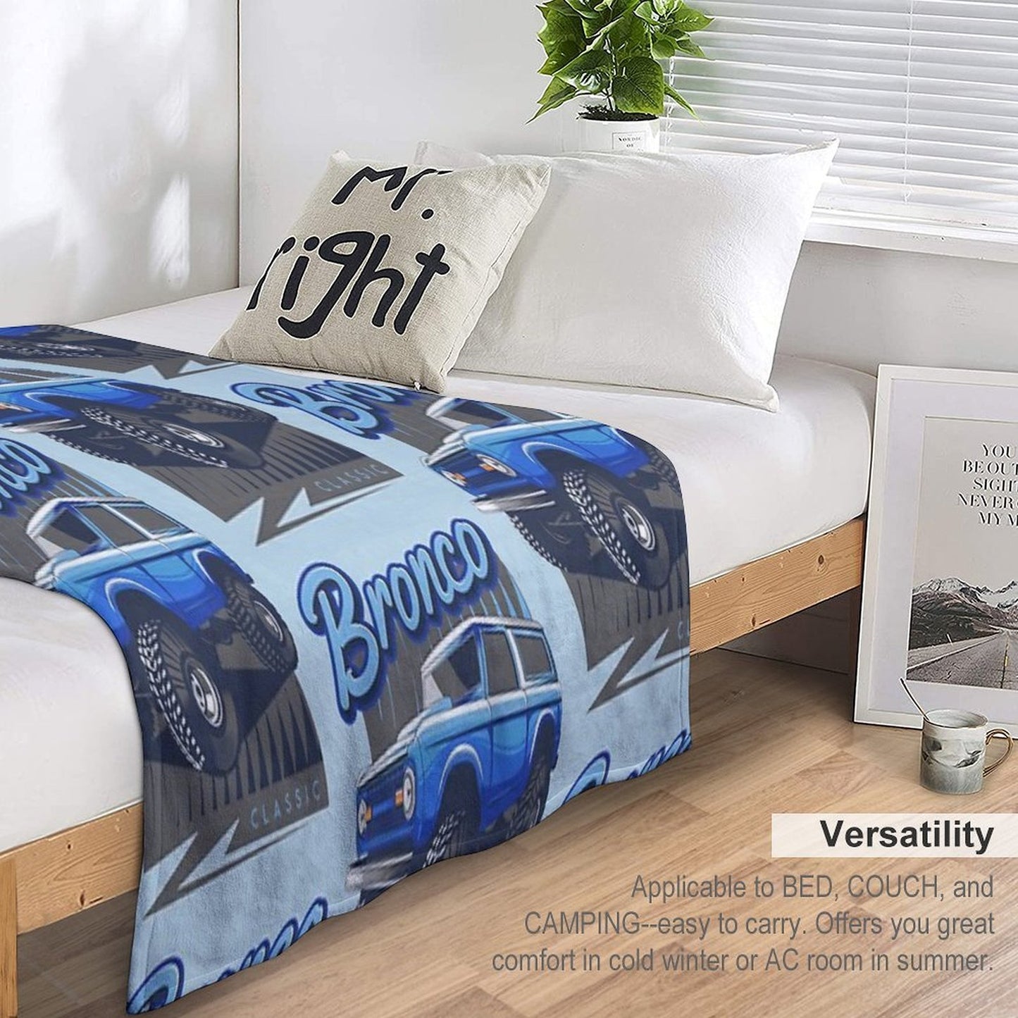 Ford Bronco Truck Classic Ford Bronco Blue Compact Throw Blanket