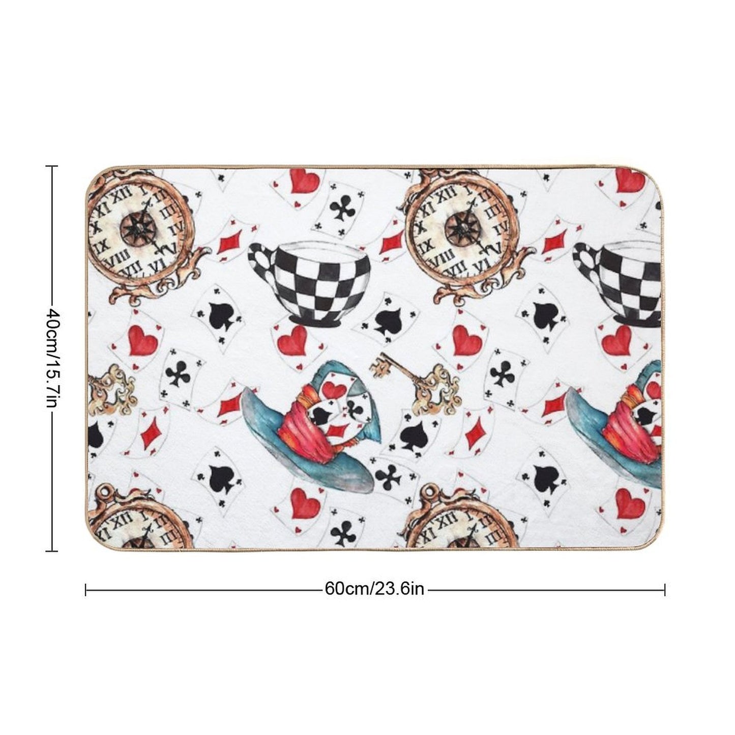 Alice in Wonderland Theme with White Background Odorless Bath Mat