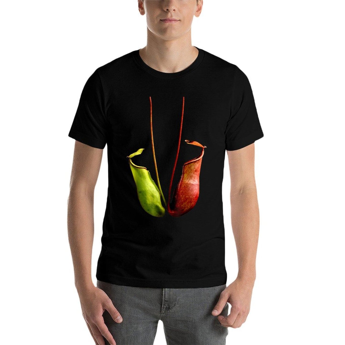 Tropical Pitcher Plant Botanical Drawing Nepenthes Polyester Blend T-Shirt