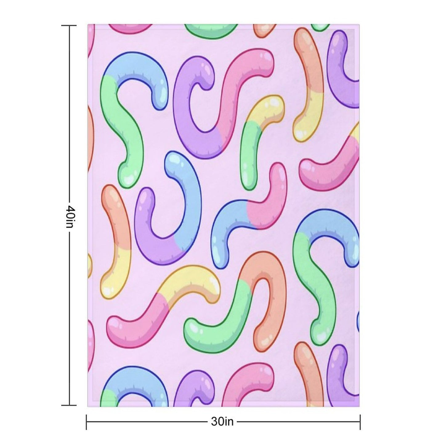Gummy Worm Pattern Compact Throw Blanket
