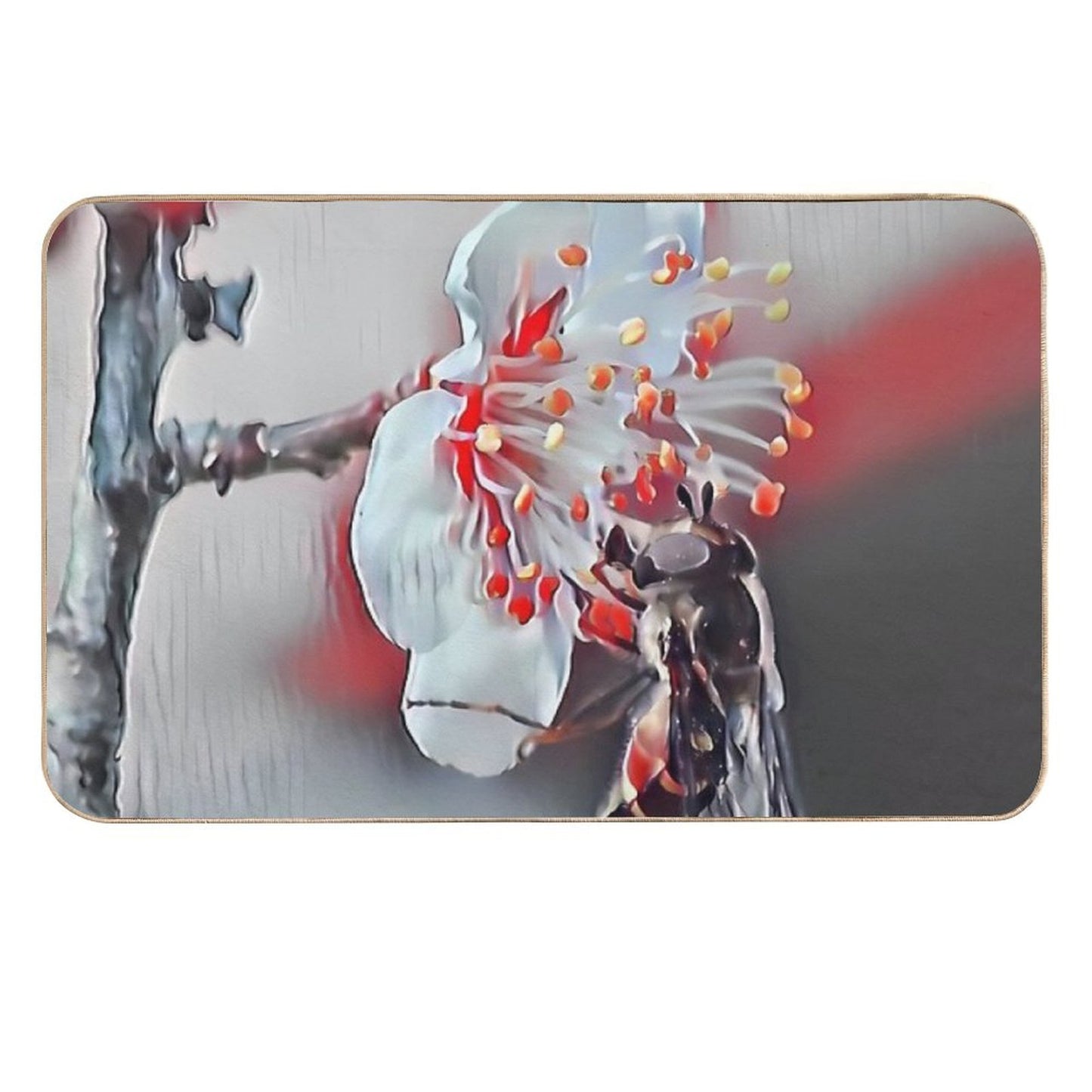 9 Buzz & Blossom Beauties Bee on White Flower Nature Art for Floral Lovers Pet-Safe Bath Mat
