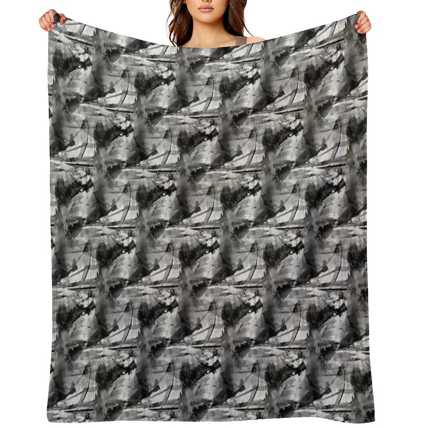 Grunge Monochromatic Grayscale Pattern Sustainable Throw Blanket