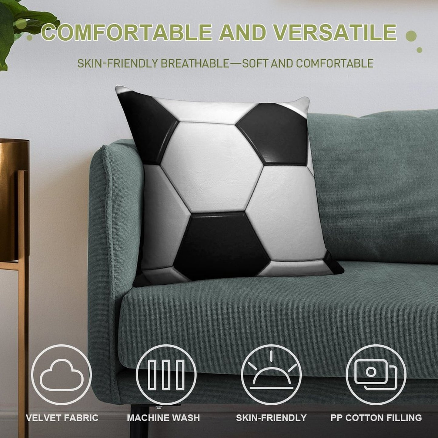 Soccer Cover, Case, Handy, Tablet, IPad, Sports, Team, Gift Soft Fade-Resistant Throw Pillow