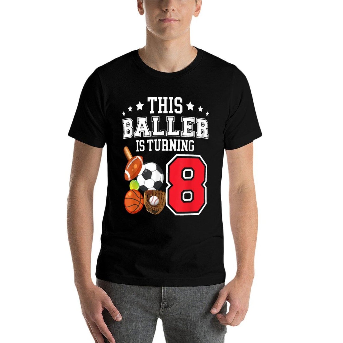 8th Birthday Sports Birthday Theme 8 Year Old Boy Odor-resistant T-Shirt