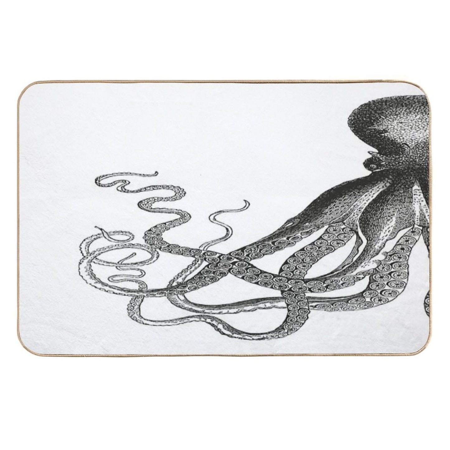 Half Octopus Left Side Vintage Octopus Tentacles Sea Creatures Nautical Ocean Sea Beach Diptych Black And Wh Non-Slip Bath Mat