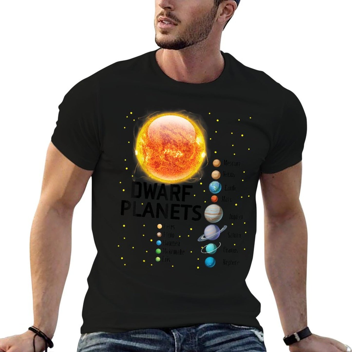 Solar System Planets Outer Space Astronaut Boys Girls Kids  Oversized Silhouette T-Shirt