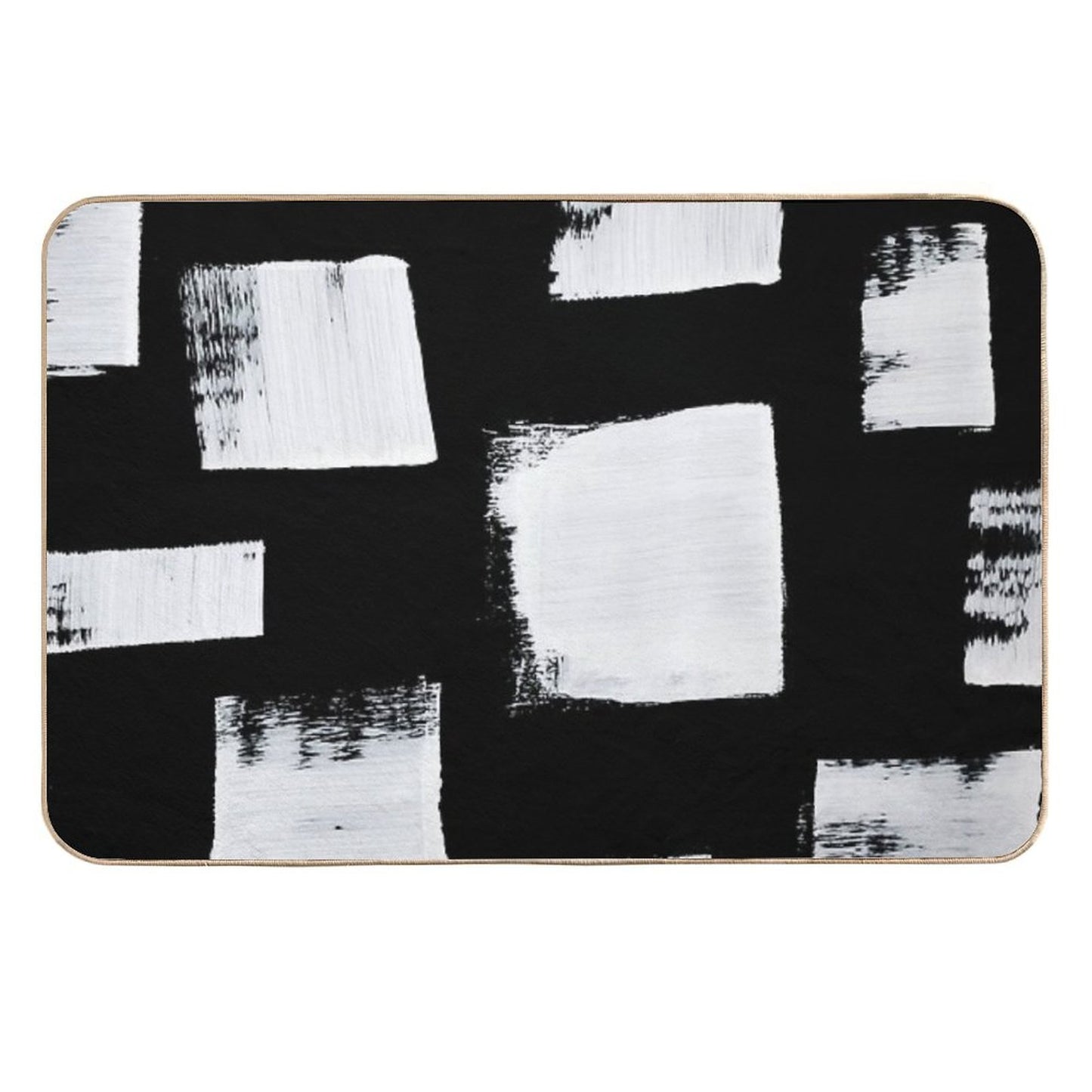 Marshmallows A Minimal Abstract Black And White Square Mudcloth Pattern by Alyssa Hamilton Art Absorbent Bath Mat