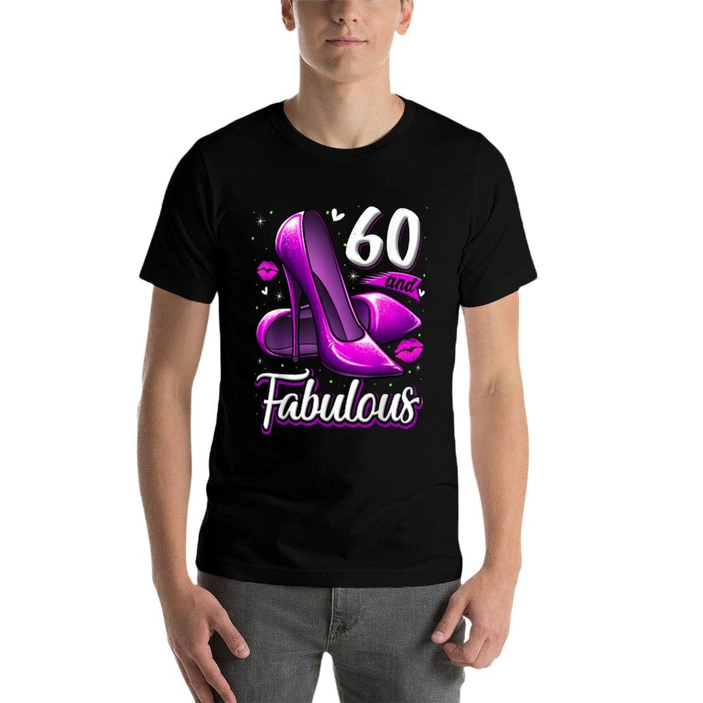 60 And Fabulous High Heels Stepping Into My 60th Birthday Trendy Pattern T-Shirt