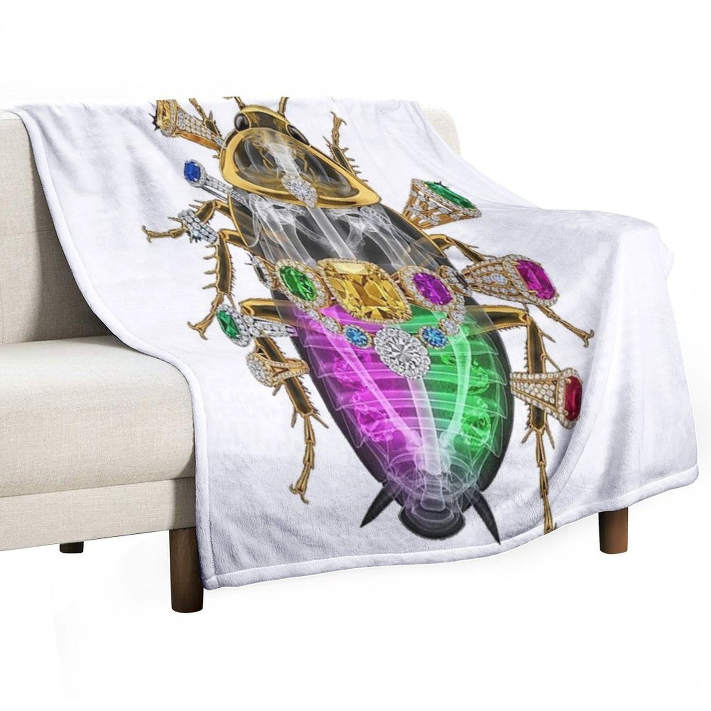 Skeleton Cockroach with Diamonds And Jewels Eco-conscious Throw Blanket
