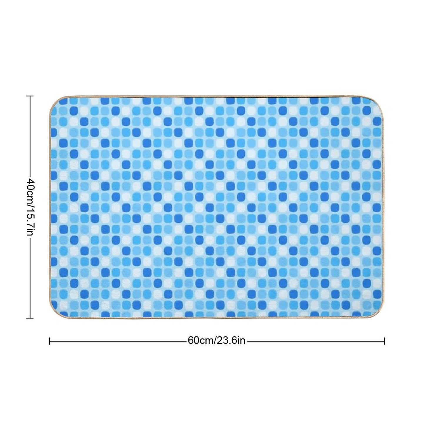Simple Design - Blue Square Pattern Slip-Resistant Bath Mat
