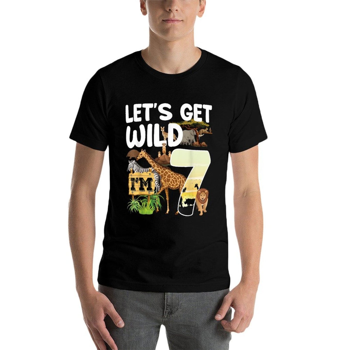 7 Year Old Zoo Birthday Safari Jungle Animal 7th B-day Eco-friendly Material T-Shirt