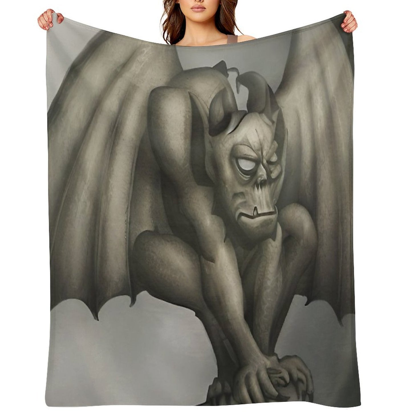 Grotesque Gargoyle Guarding Grandiose Gothicness Plush Throw Blanket