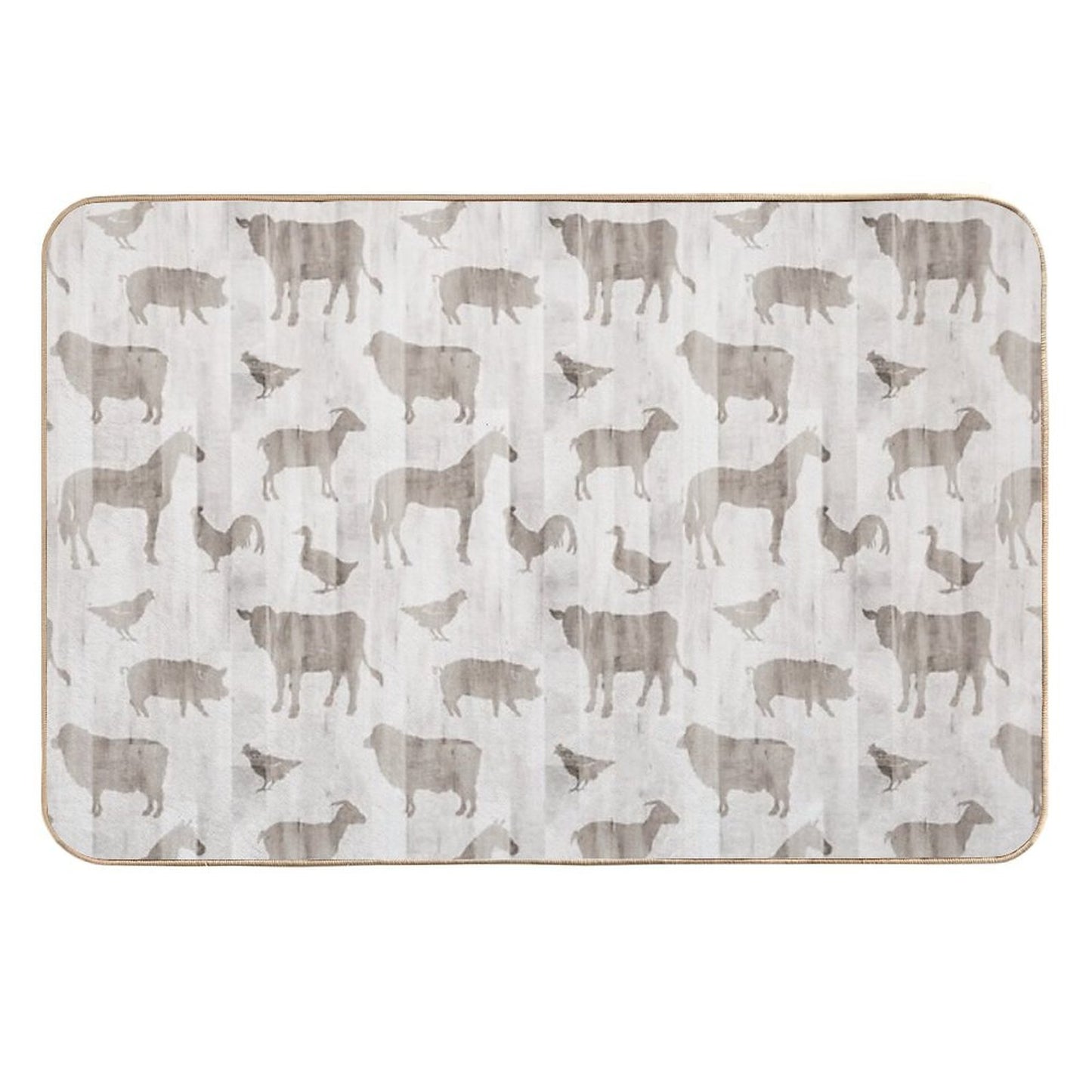 Farm Animals - Light Barn Wood Odorless Bath Mat