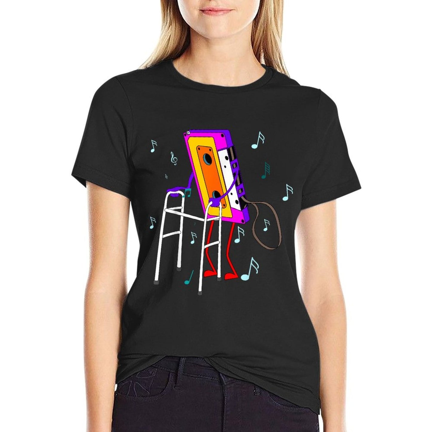 Cassette Tape Retro Vintage 70's 80's 90's Music Rolled Sleeves T-Shirt