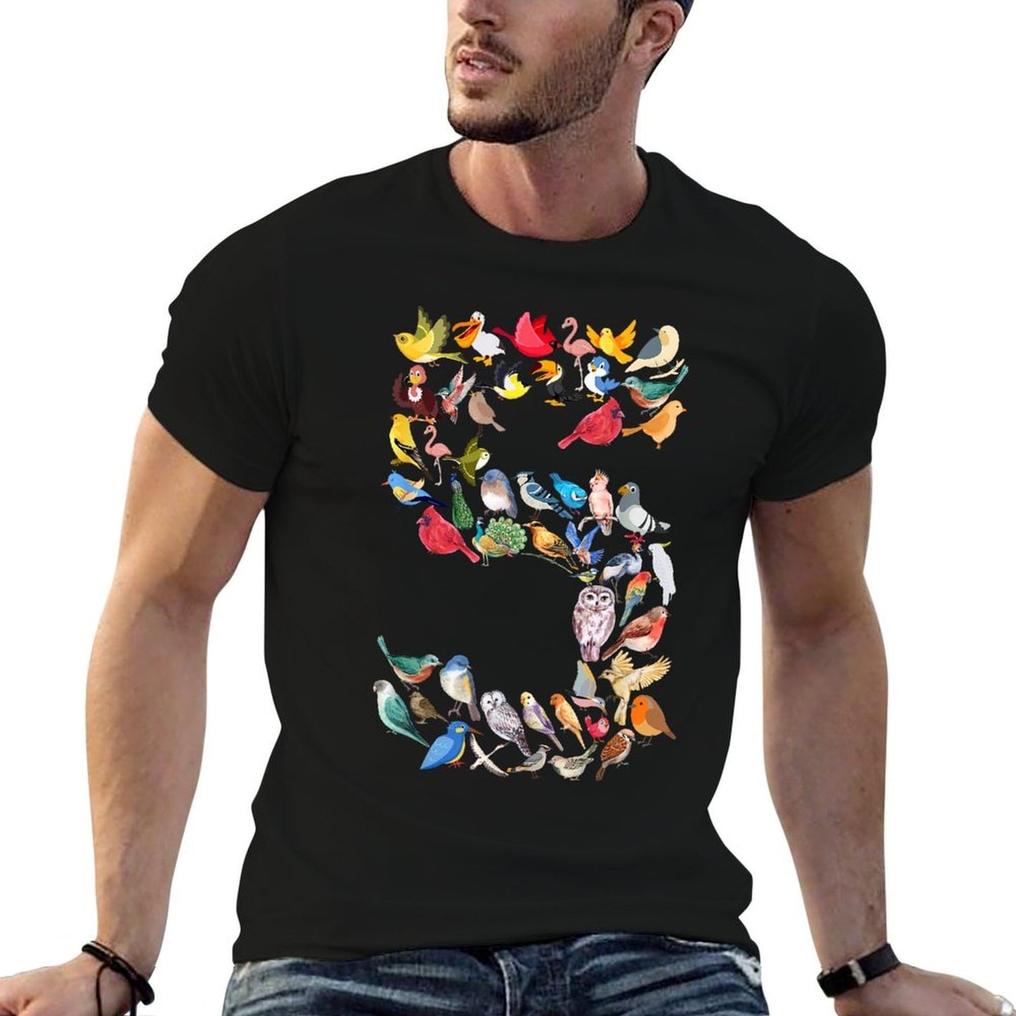 Kids 5th Birthday Birds Themed 5 Year Old Boys Bird Lover Stretchy T-Shirt