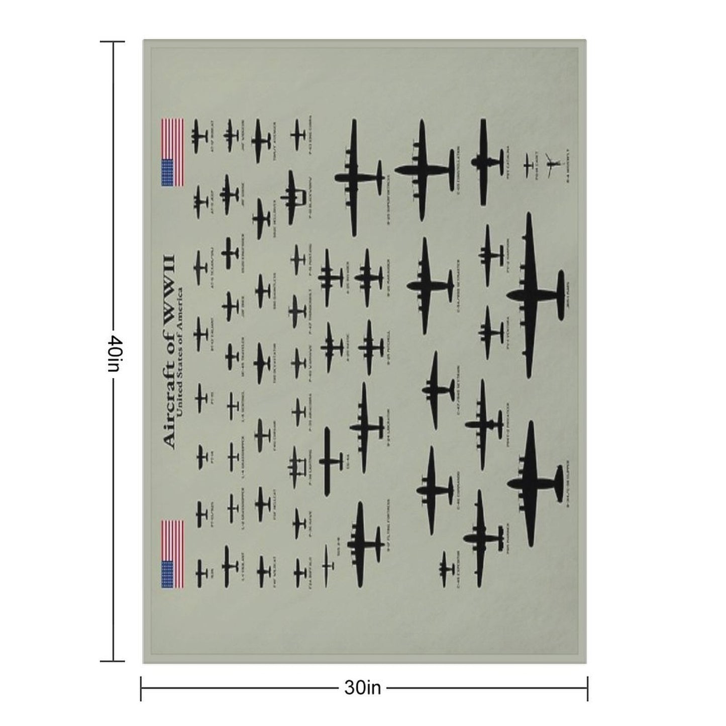 American Aircraft of WWII Plush Throw Blanket