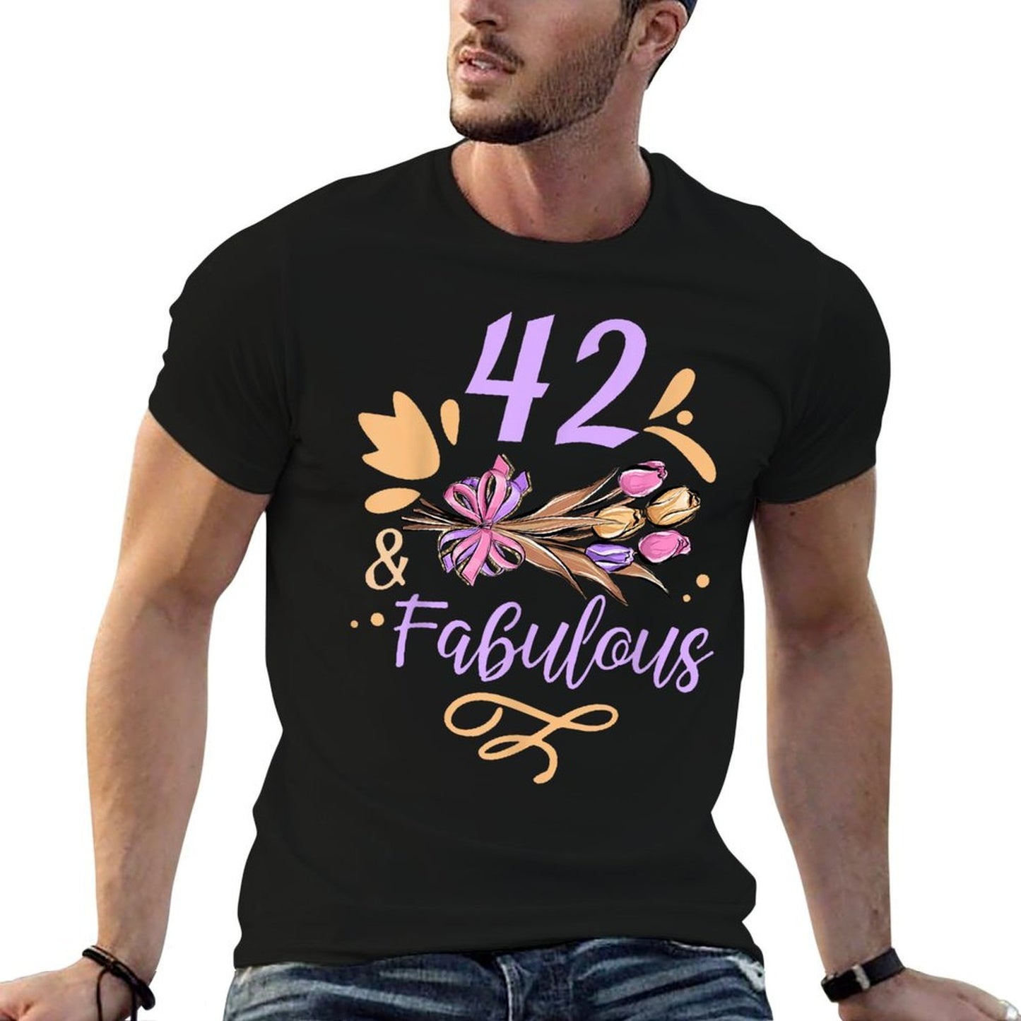 42 And Fabulous Birthday Age Old Party Years Forty-Two 42Nd Oversized Silhouette T-Shirt