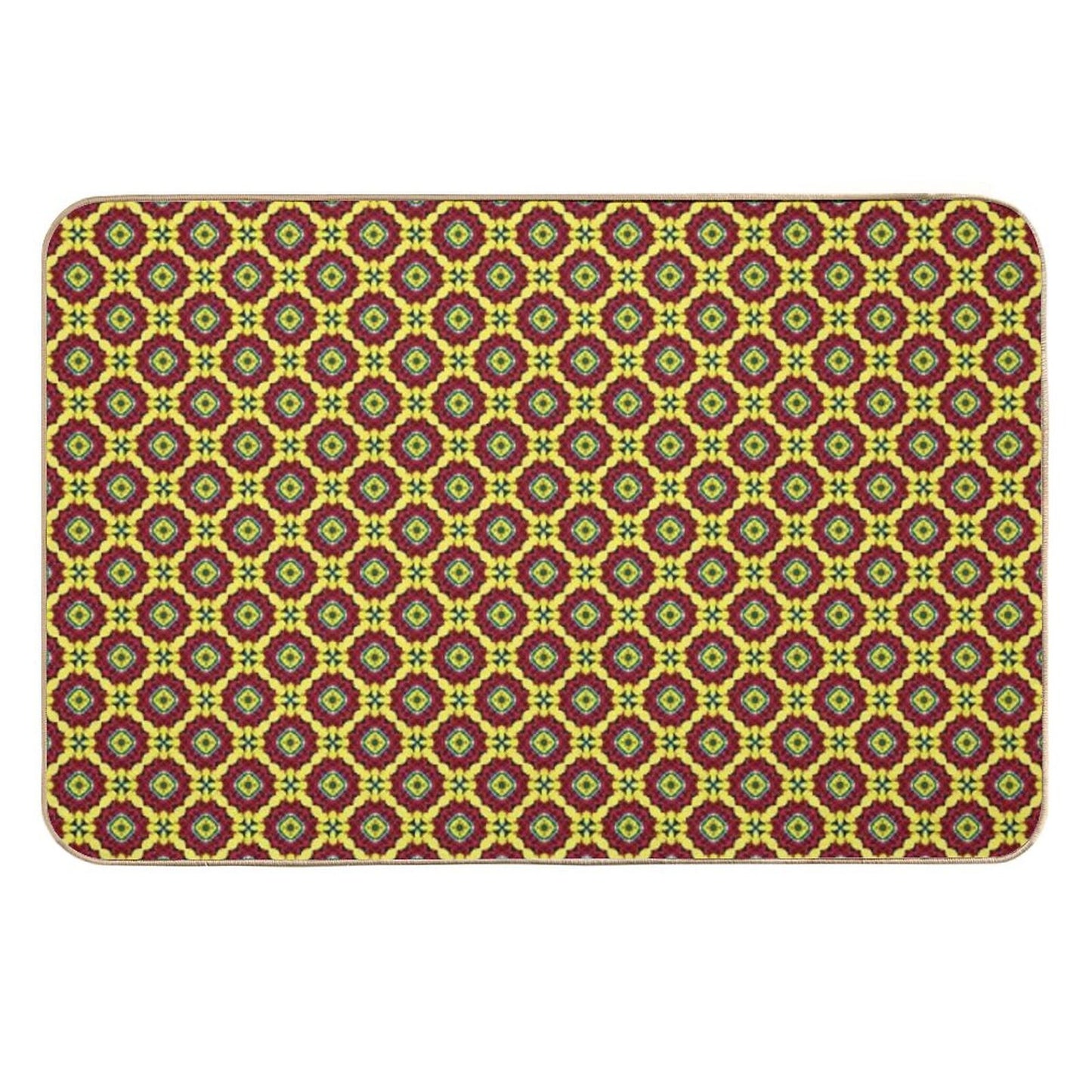 Golden Red Bouquet Grand Medallions Long-Lasting Bath Mat