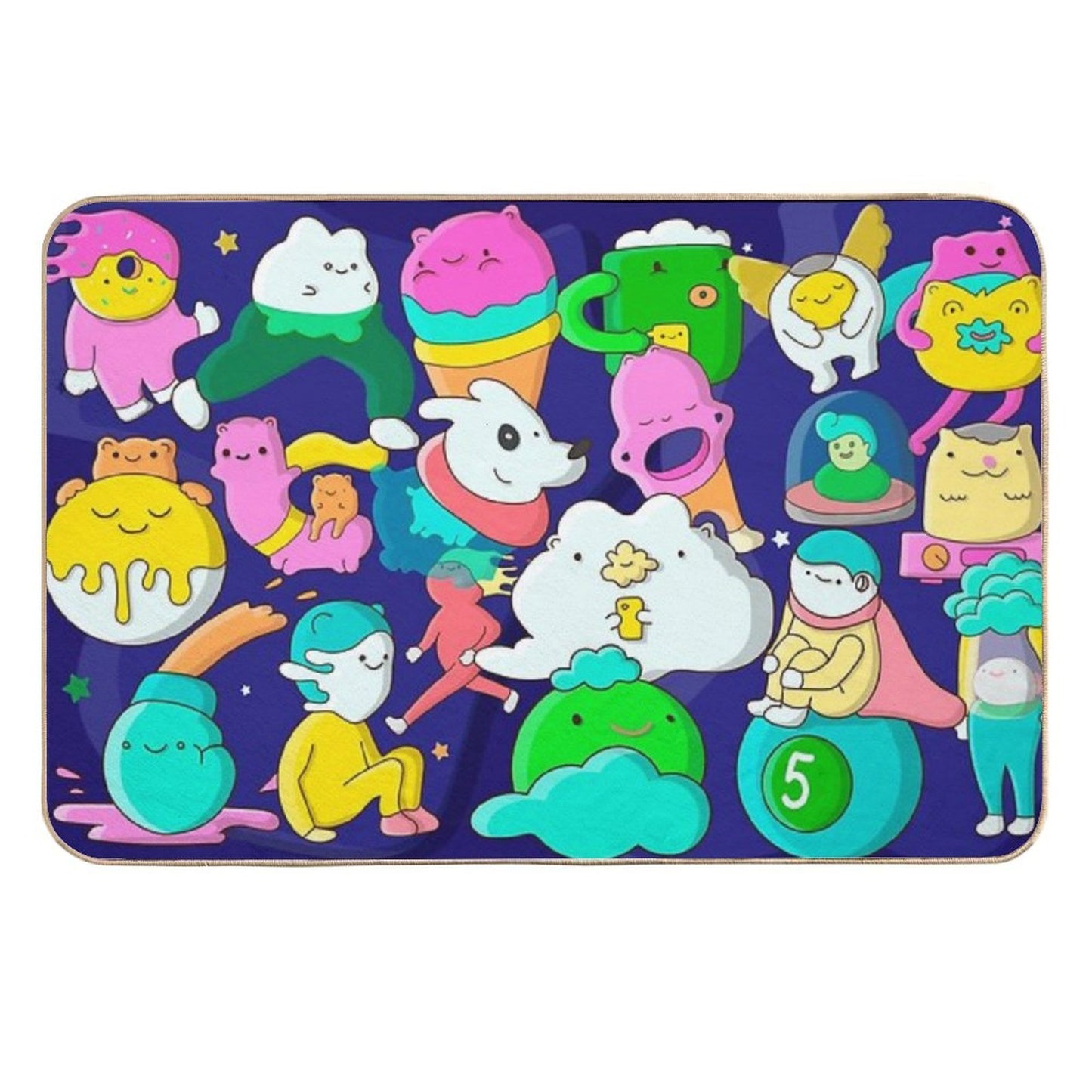 Poster Doodle Cute Monster. Funny Characters. Cartoon Hand Drawn. Eco-Friendly Bath Mat