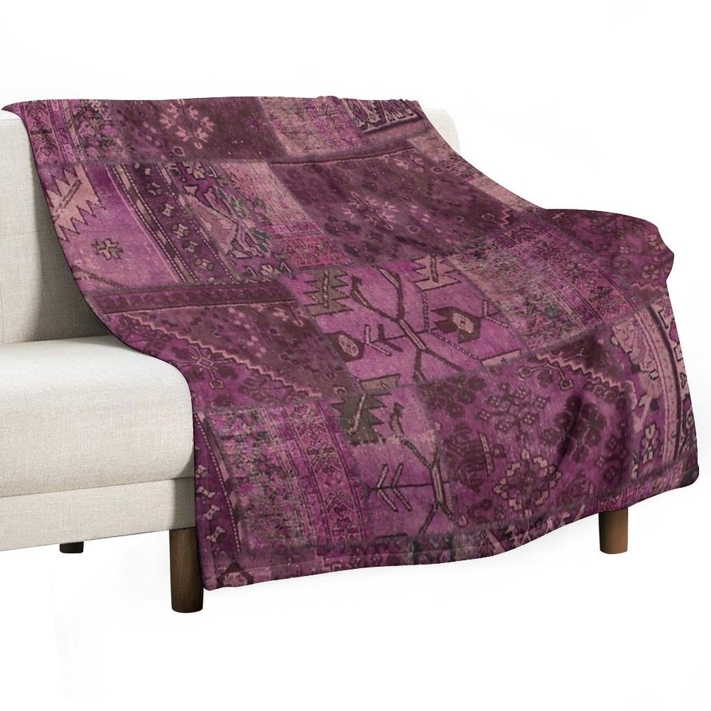 Persian Vintage Vintage Patchwork Red Sustainable Throw Blanket