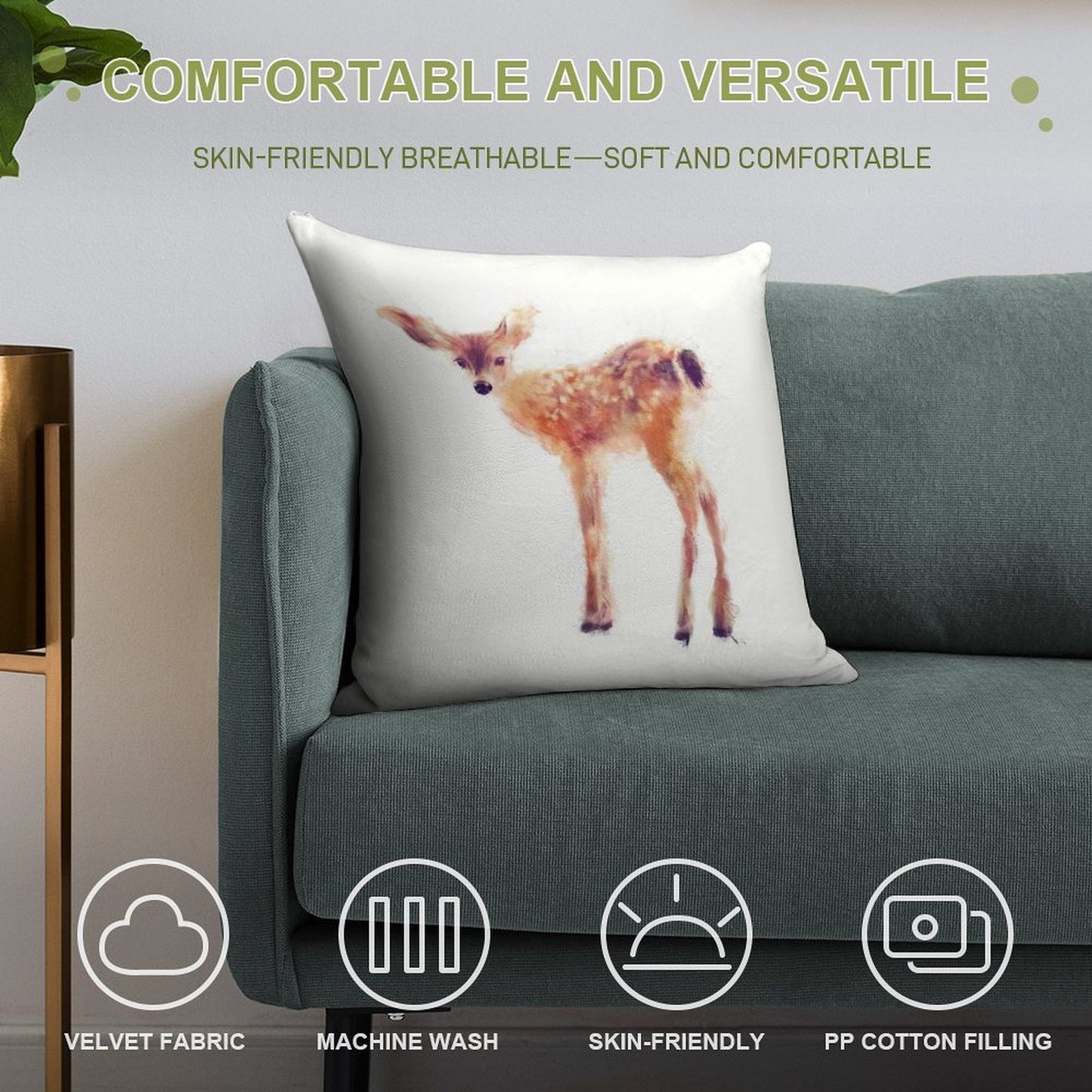 Fawn Soft Gift Ready Throw Pillow