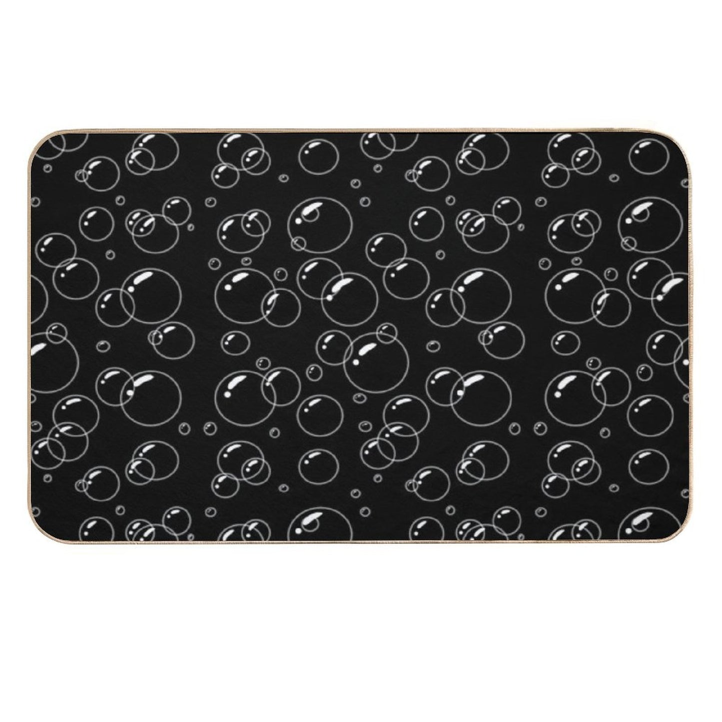 Black And White Bubble Pattern Easy To Clean Bath Mat