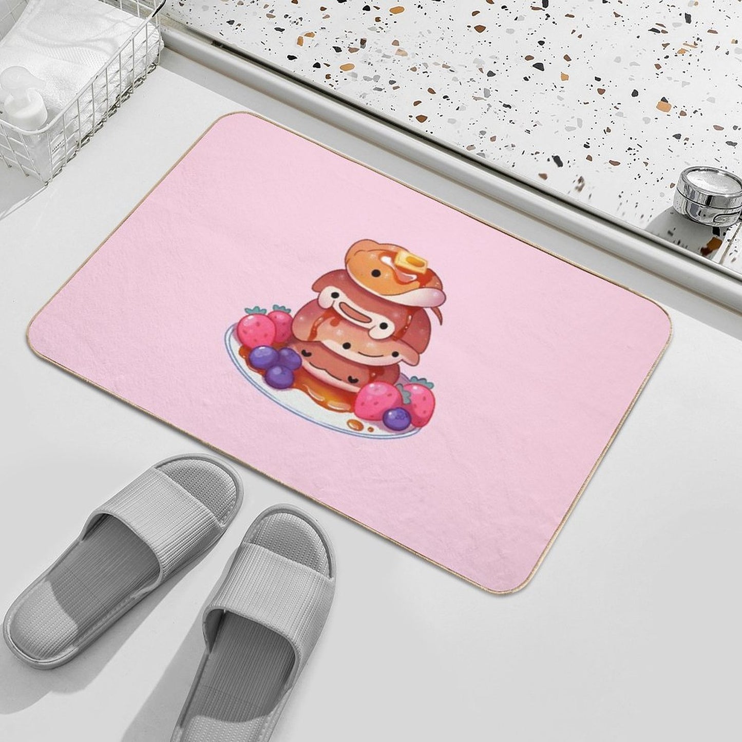 Fluffy Sea Pancakes Fade-Resistant Bath Mat