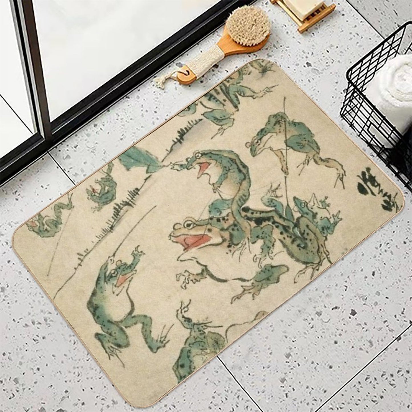 Frog Battle - Kawanabe Kyosai Toxin-Free Bath Mat