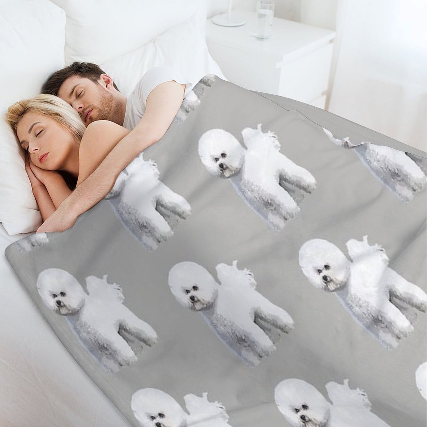 Bichon Frise Standing Beauty Travel-friendly Throw Blanket